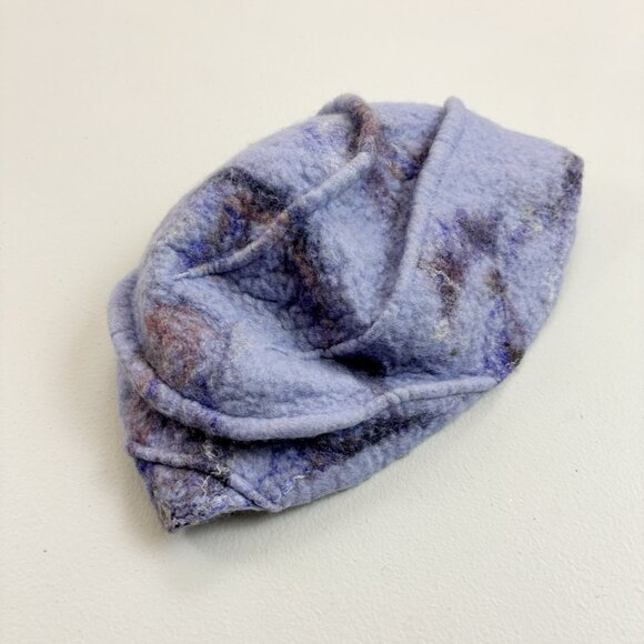 ARTISAN Handcrafted Felt Wool Hat Cap Swirl Pattern Lagenlook Artsy Fiber Lilac main image 4